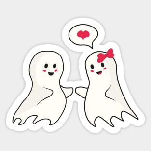 Cute halloween ghost lovers Sticker